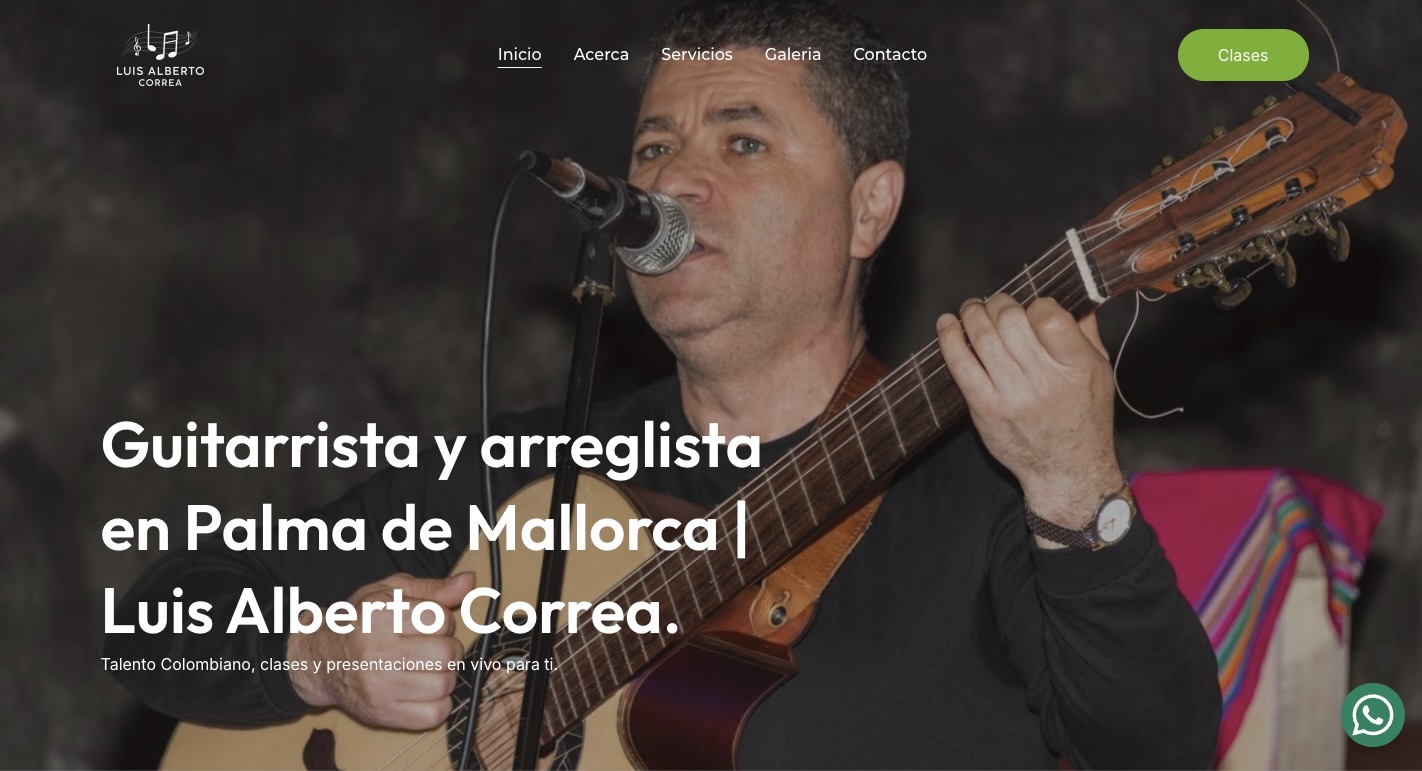 Landing page del músico Luis Alberto Correa