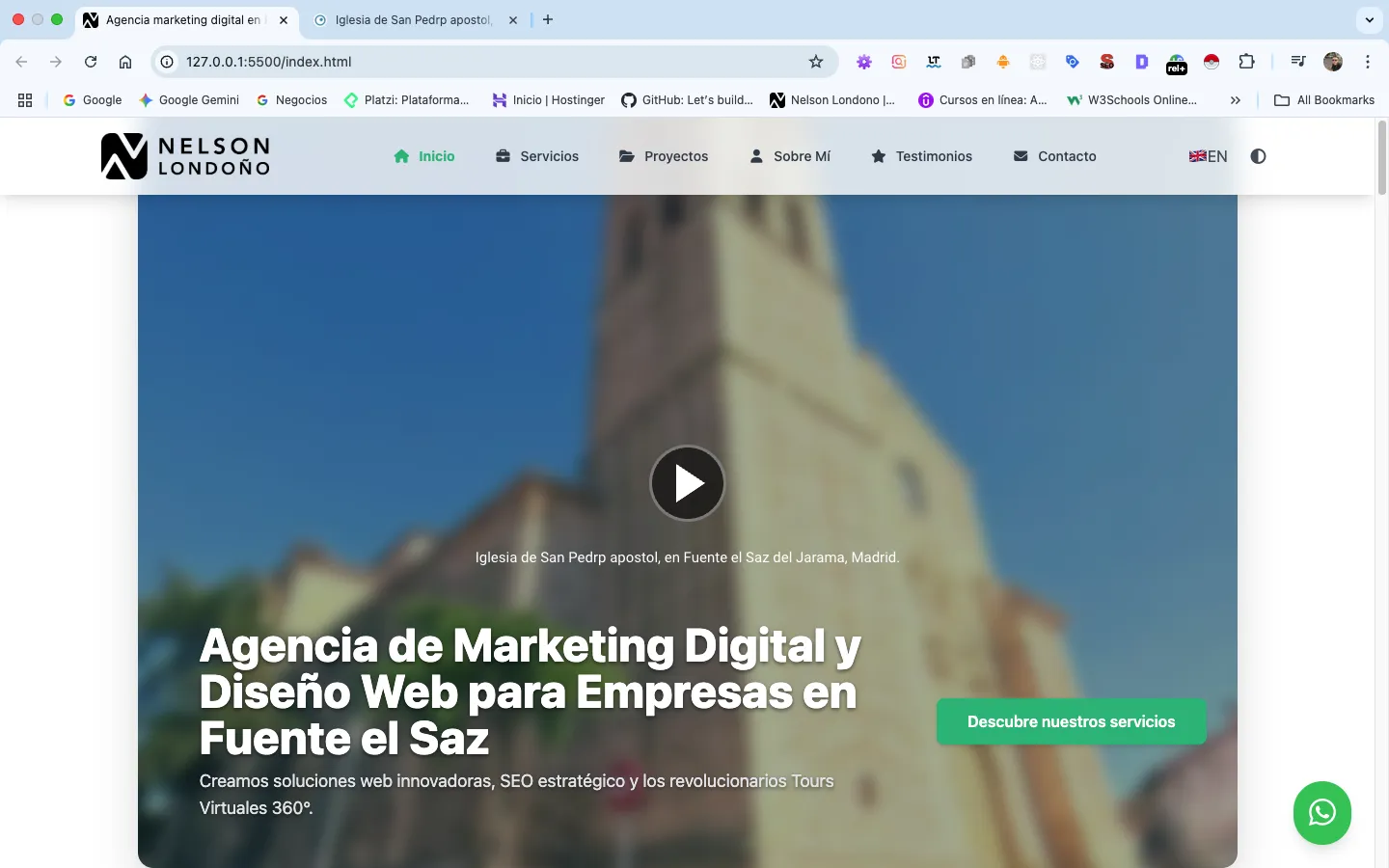 Vista previa del Tour Virtual 360 de la sección de inicio